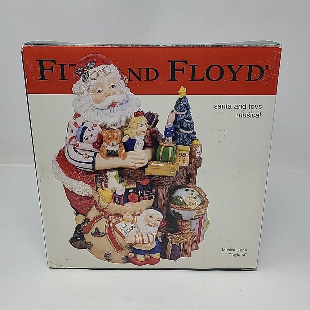 Fitz and Floyd Santa and Toys Musical Toyland Musical Tune F&F Music Box